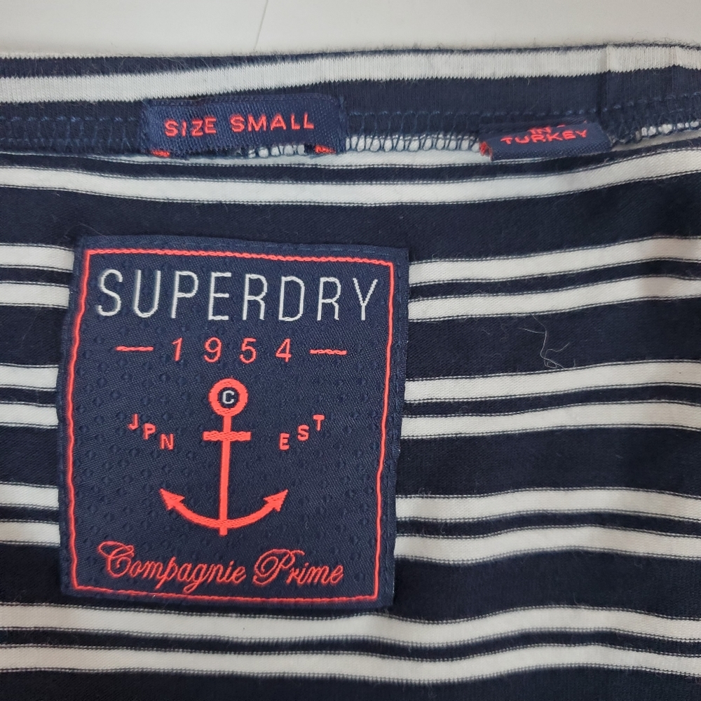 Superdry Bodycon Dress Striped Off the Shoulder Black White Women's Size Small - Picture 6 of 7
